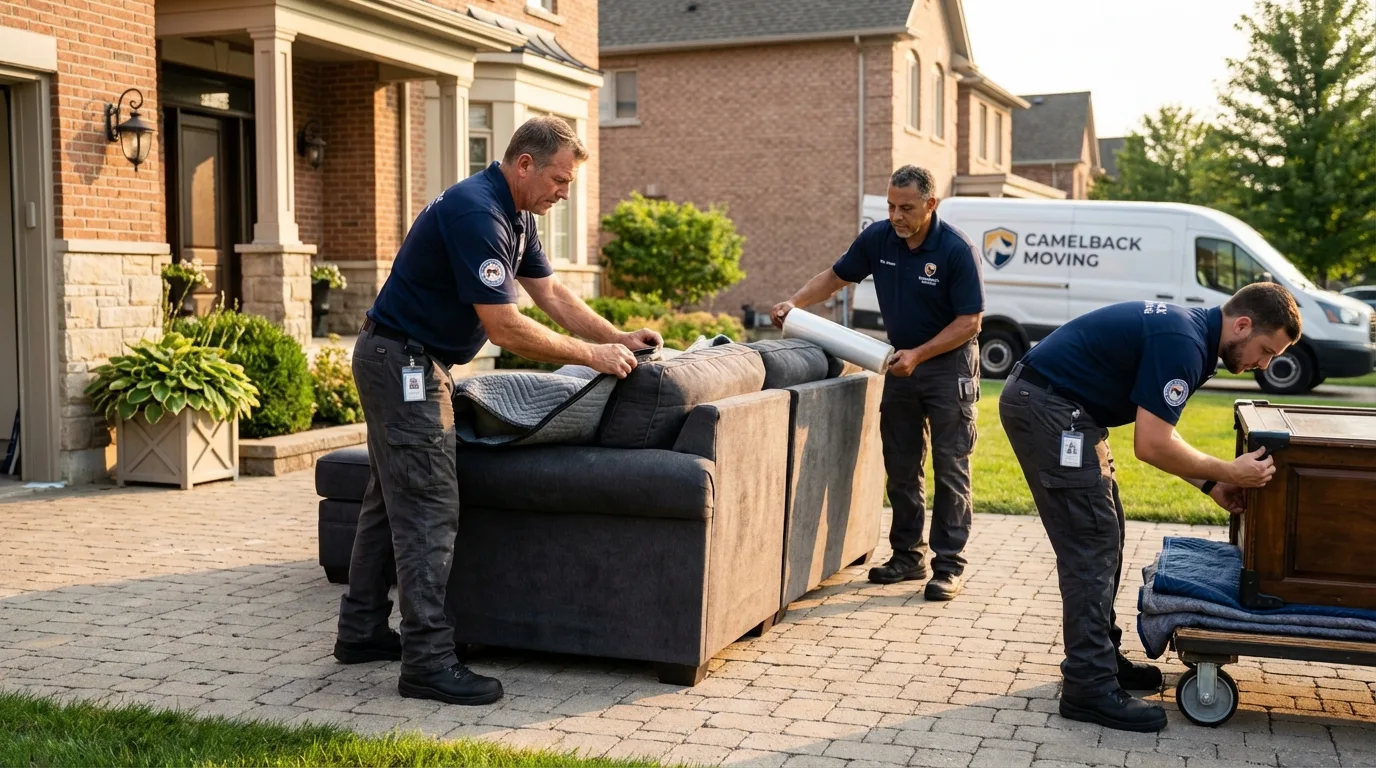 Large estate moving crew wrapping furniture in Quincy, WA